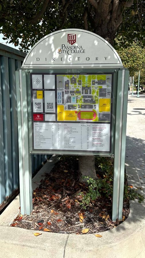Pasadena City College acrylic sign installed outdoors