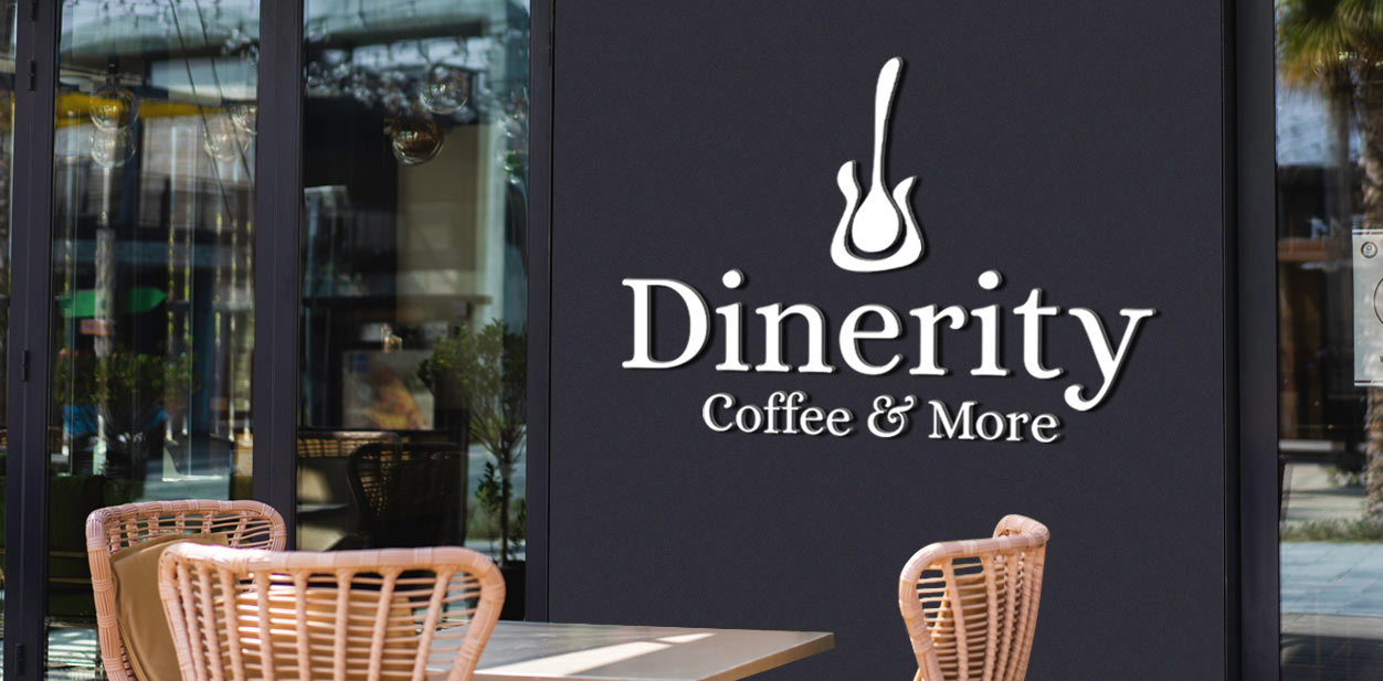 Branded restaurant design trend with the brand name and logo displays
