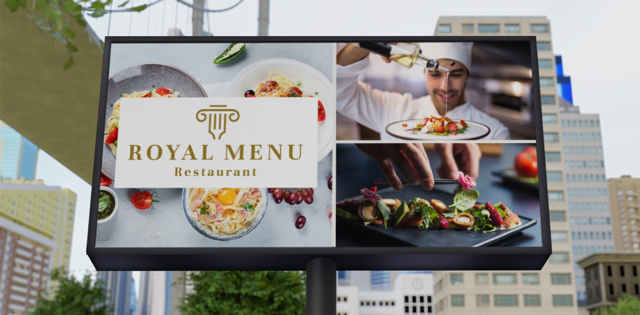 New restaurant design trend with a large advertising poster