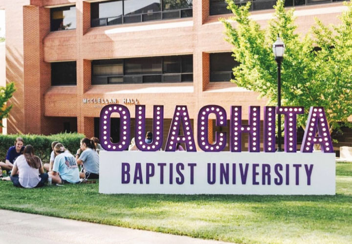 Ouachita Baptist University college sign made of aluminum and acrylic for the community college
