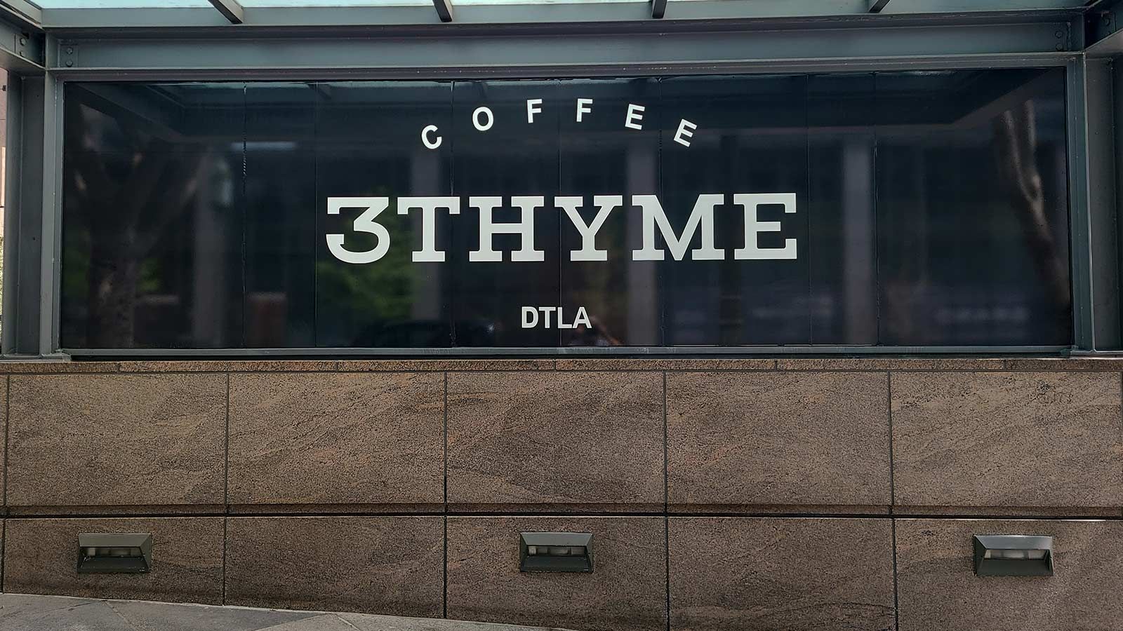 3Thyme Coffee window decal attached to the window