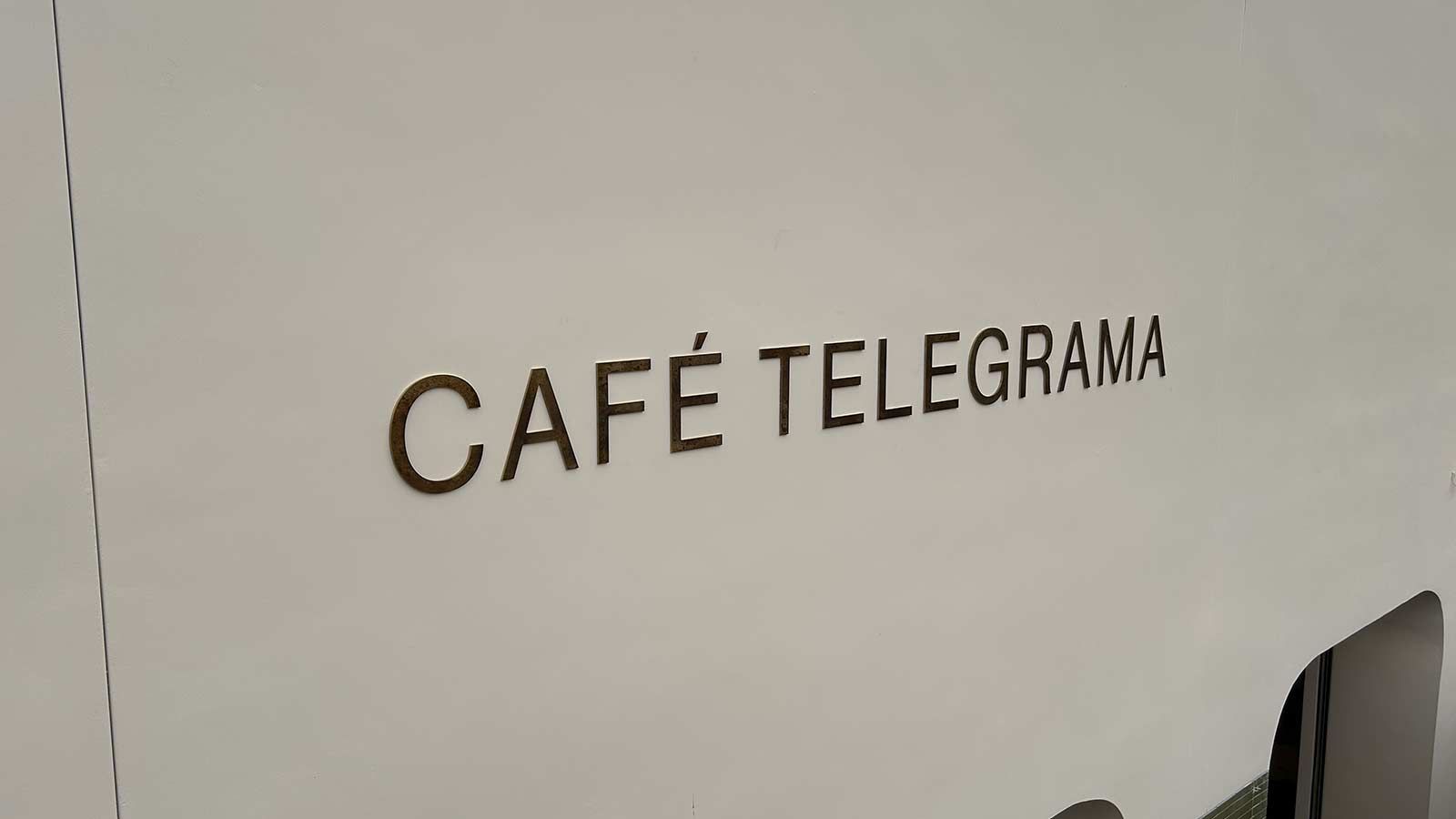 Cafe Telegrama outdoor sign fixed to the building
