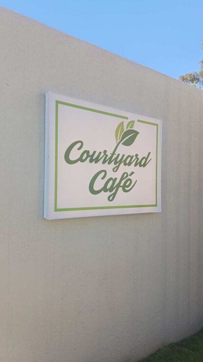 Courtyard Cafe light box sign for branding | Front Signs