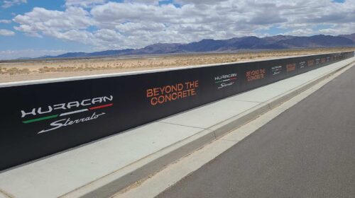 Lamborghini banner installed outdoors