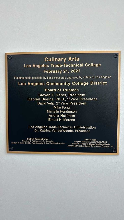 Los Angeles Trade Technical College interior sign on a wall