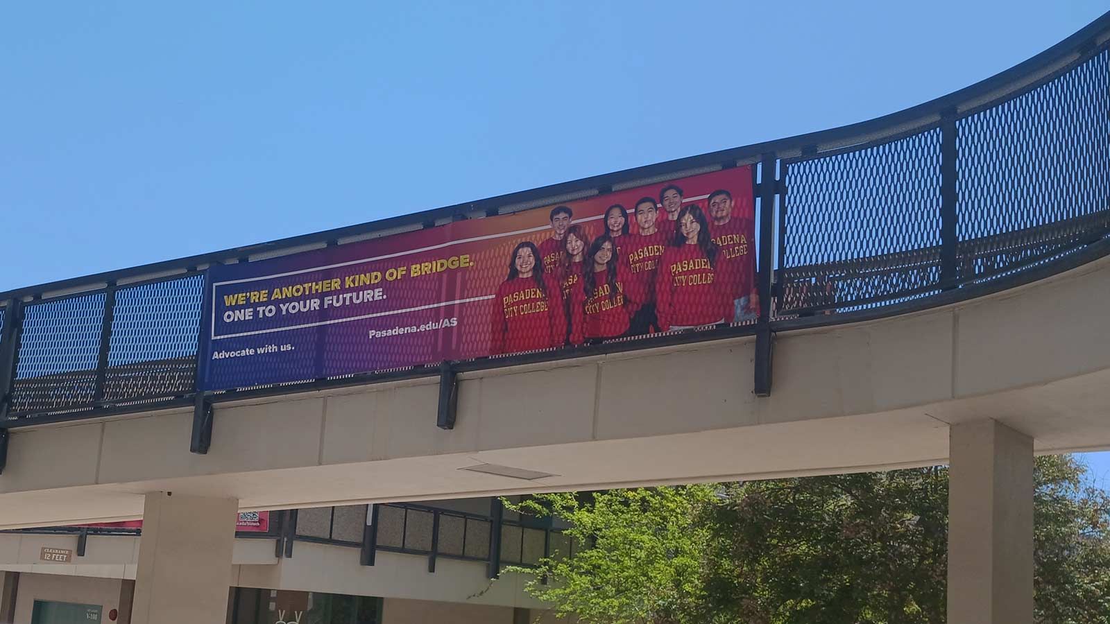 Pasadena City College banner installed outdoors