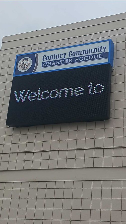Prominent outdoor sign installation on the building