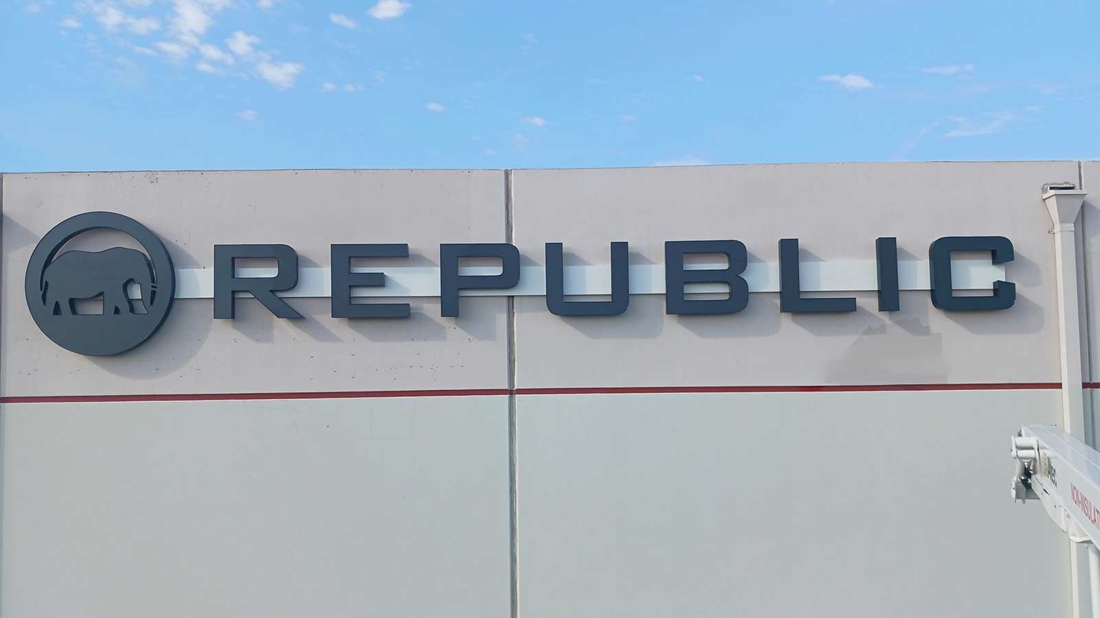 Republic Floor channel letters attached to the building