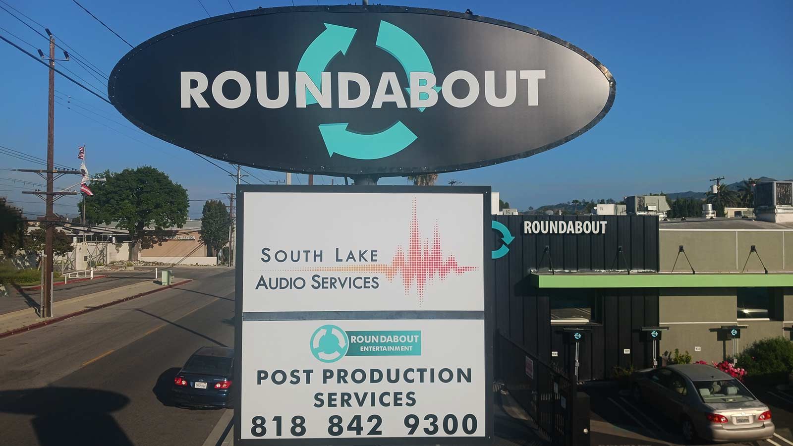 Roundabout Entertainment outdoor sign in the street