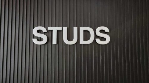 STUDS 3D sign installation indoors