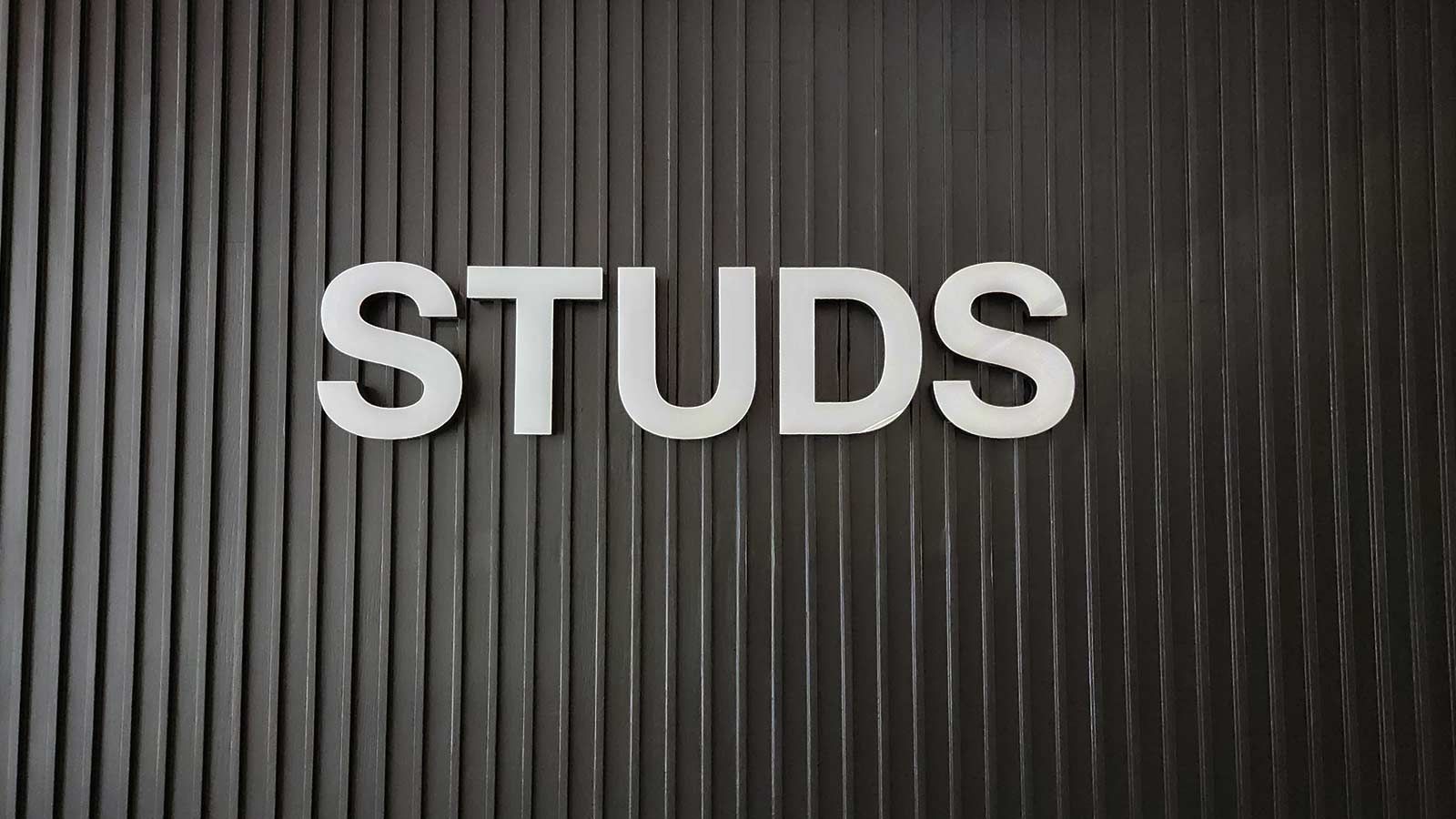 STUDS 3D sign installation indoors