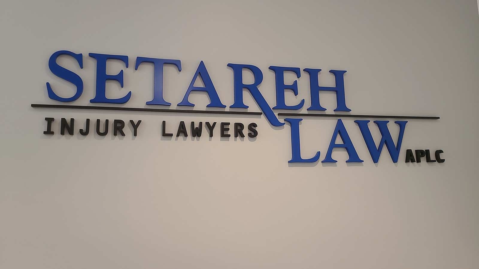 Setareh Law, APLC 3D sign mounted on the wall