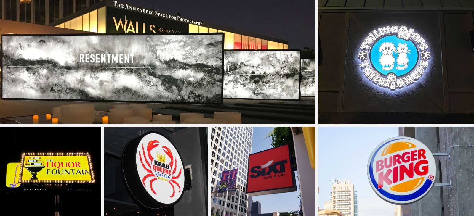 Outdoor acrylic light boxes in free-standing and wall-mount styles for branding