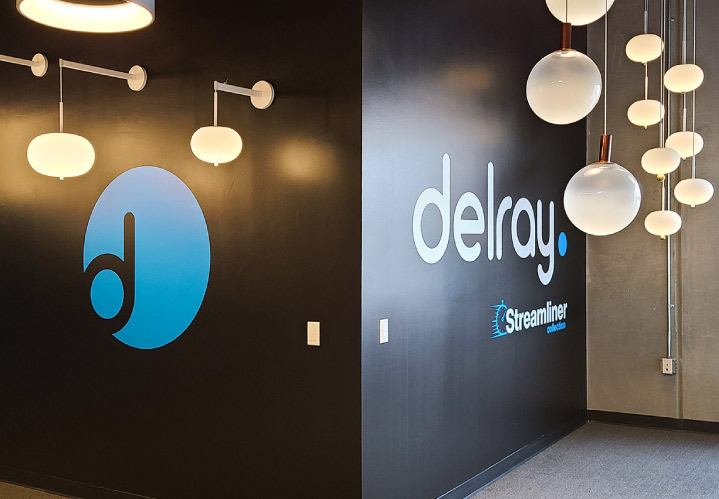 Delray Streamliner Collection wall decal displaying the brand's logo made of vinyl