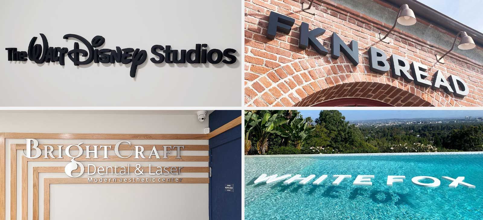 3D foam letters and signs for famous brands in various styles placed indoors and outdoors