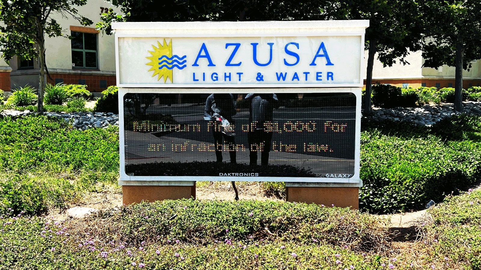 AZUSA push through sign installed outdoors