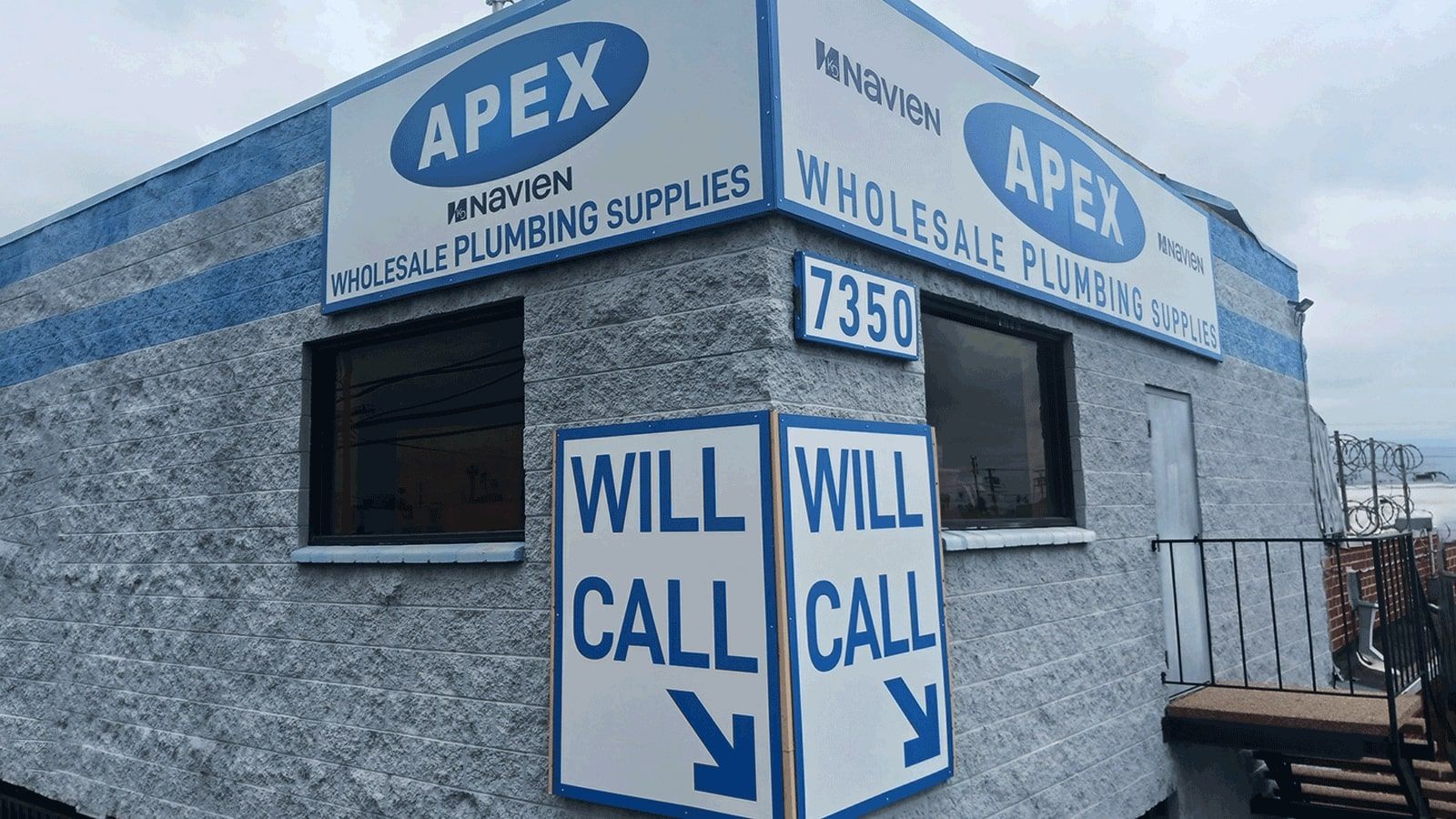 Apex aluminum signs mounted on the building