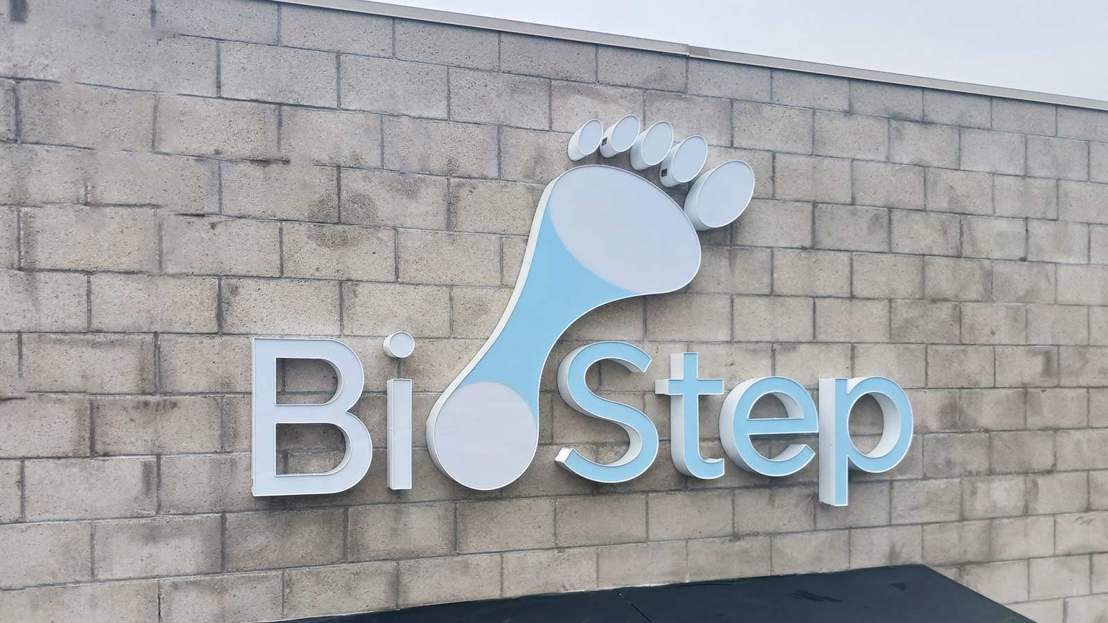 BioStep Inc channel letters on storefront