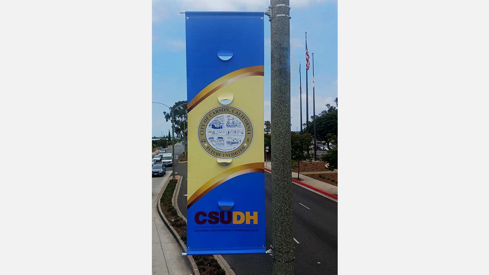CSUDH outdoor sign installed by the road