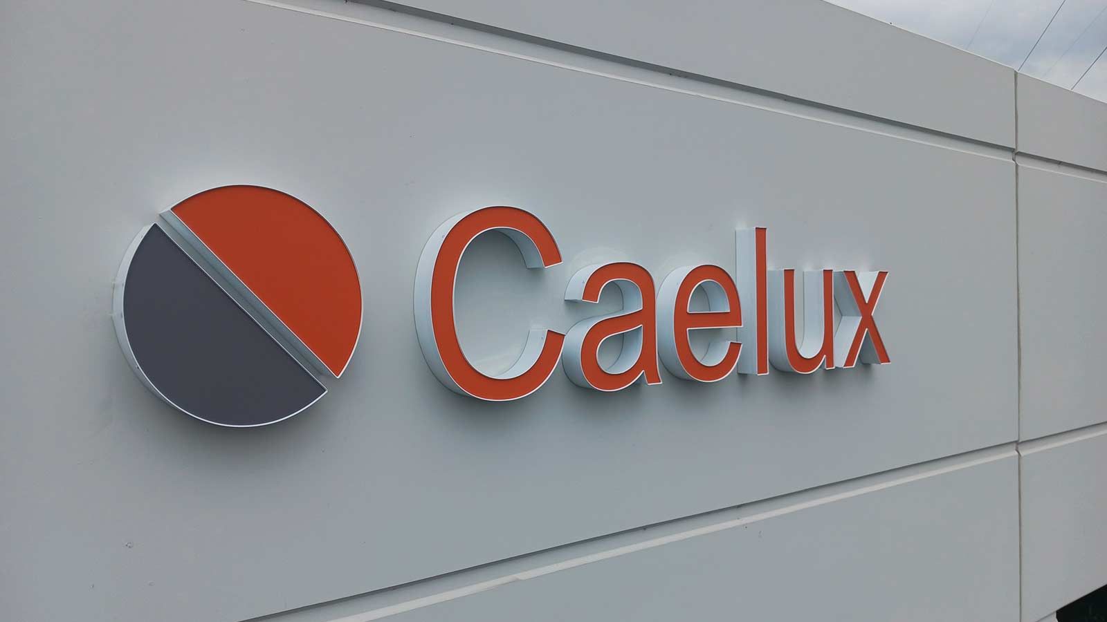 Caelux Corporation channel letters mounted on the building
