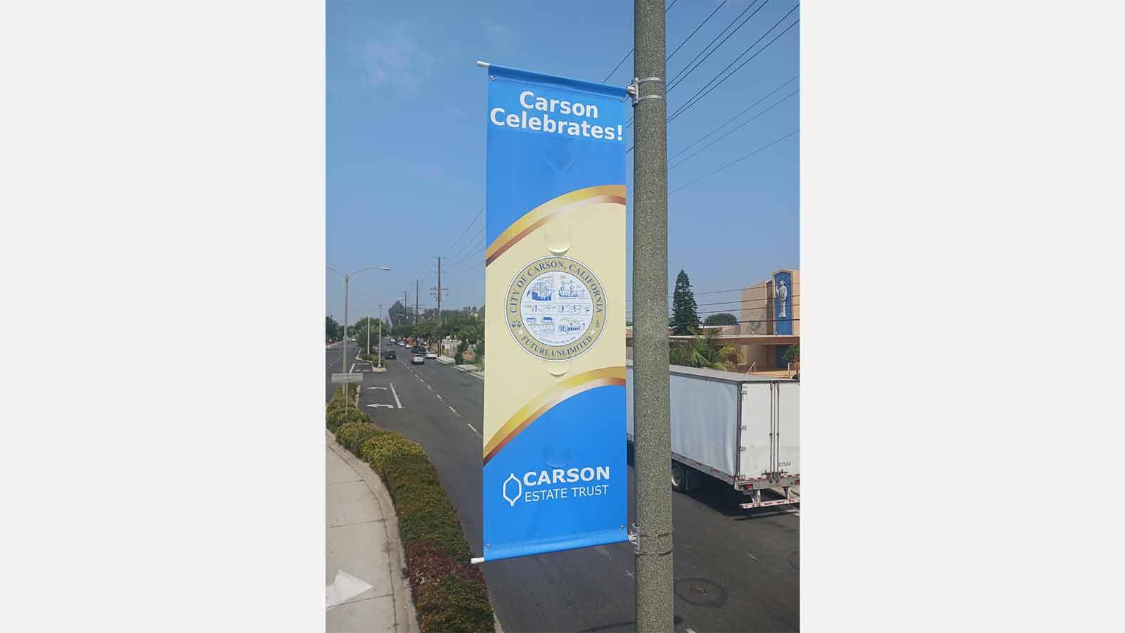 Carson Estate Trust banner installed outdoors