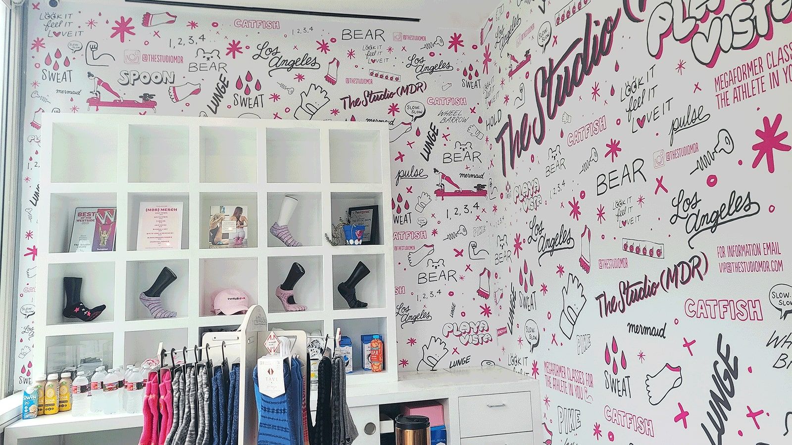 Doodle-style wall decals applied to the walls
