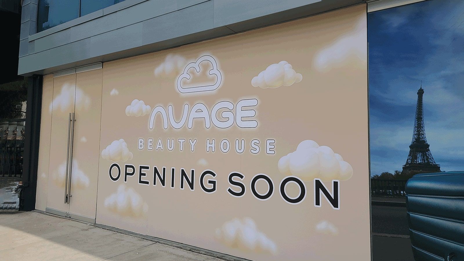 Nuage Beauty House custom decals applied to the storefront