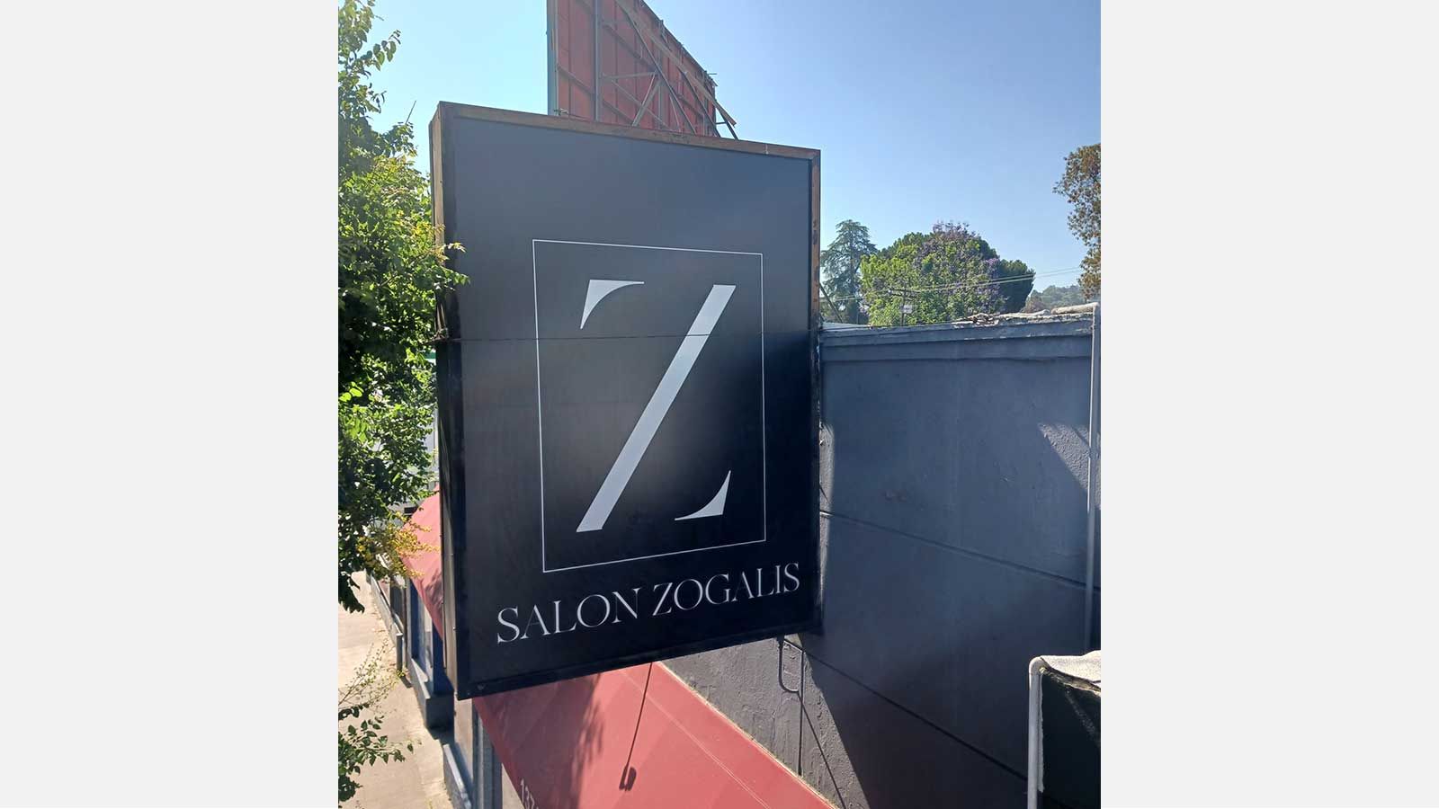 Salon Zogalis light box sign face replacement for outdoors