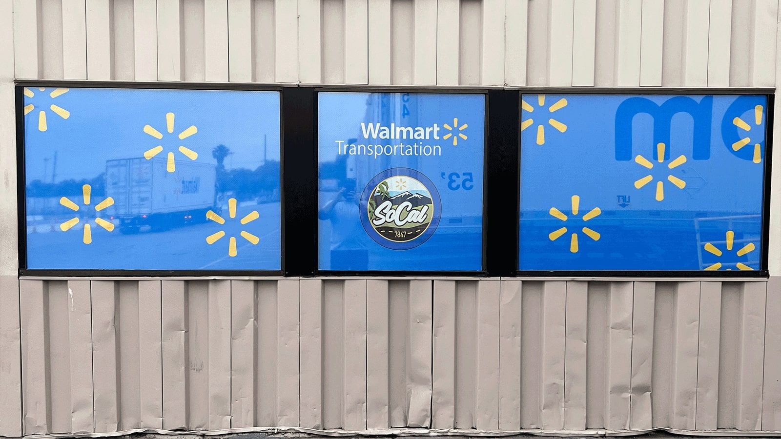 Walmart window decals attached to the glass