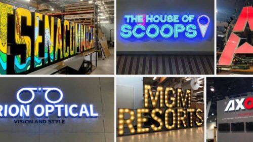 Large light up letters for different brands in various styles for interior and exterior placements