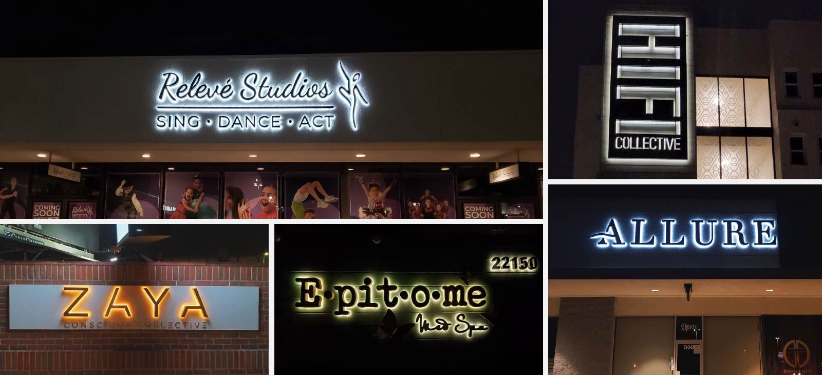 Outdoor backlit signs made for different brands in various designs and from premium materials