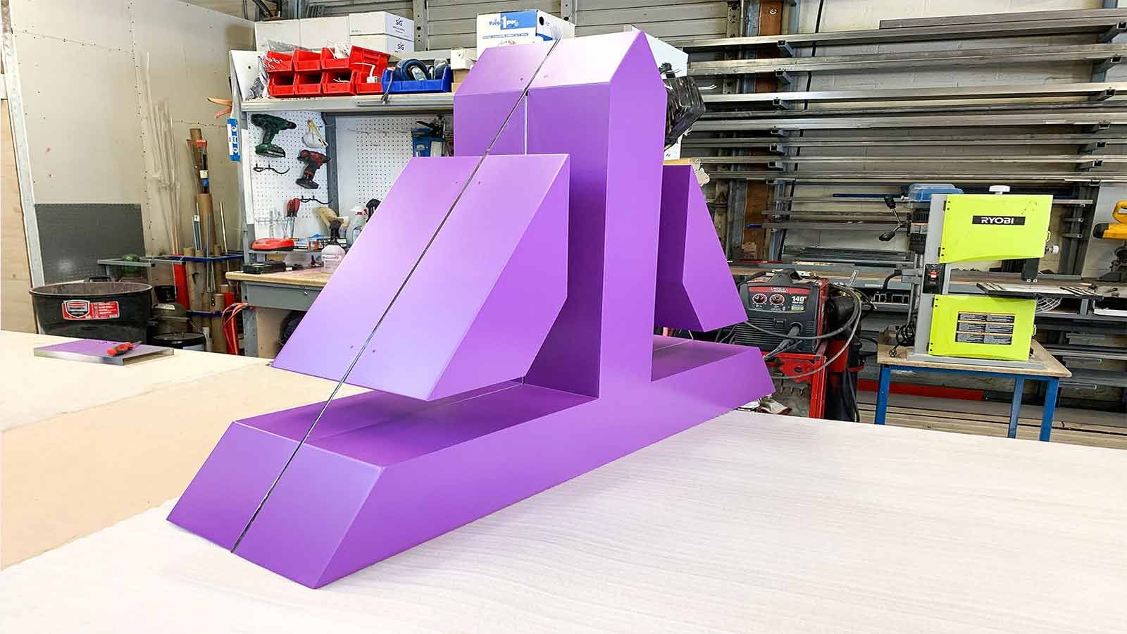 custom shaped painted freestanding display