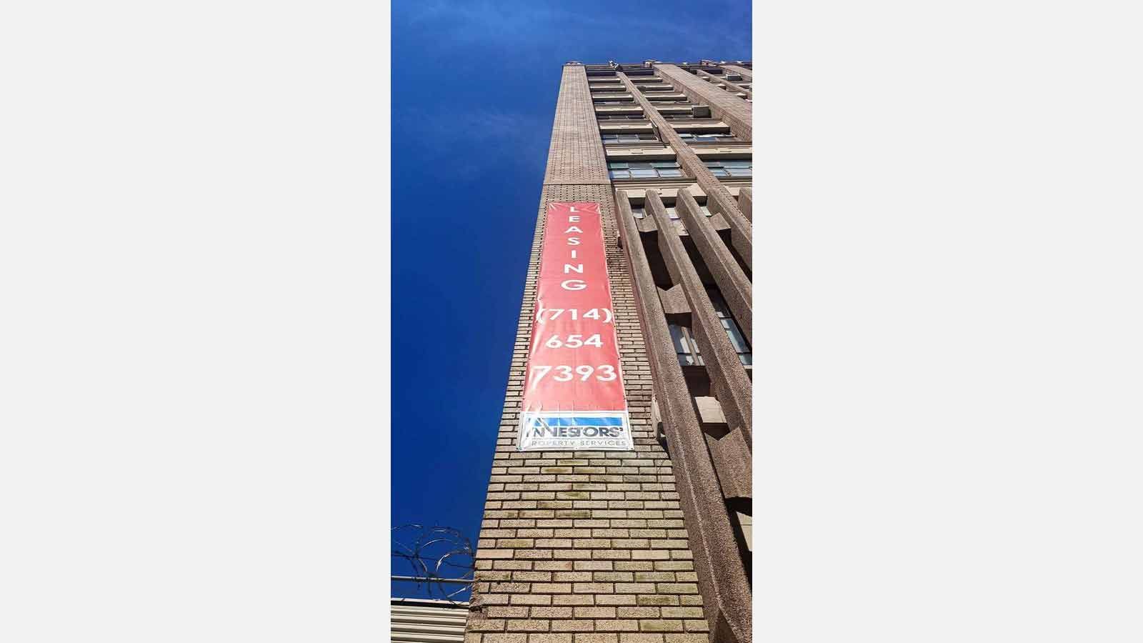 leasing company advertising building banner