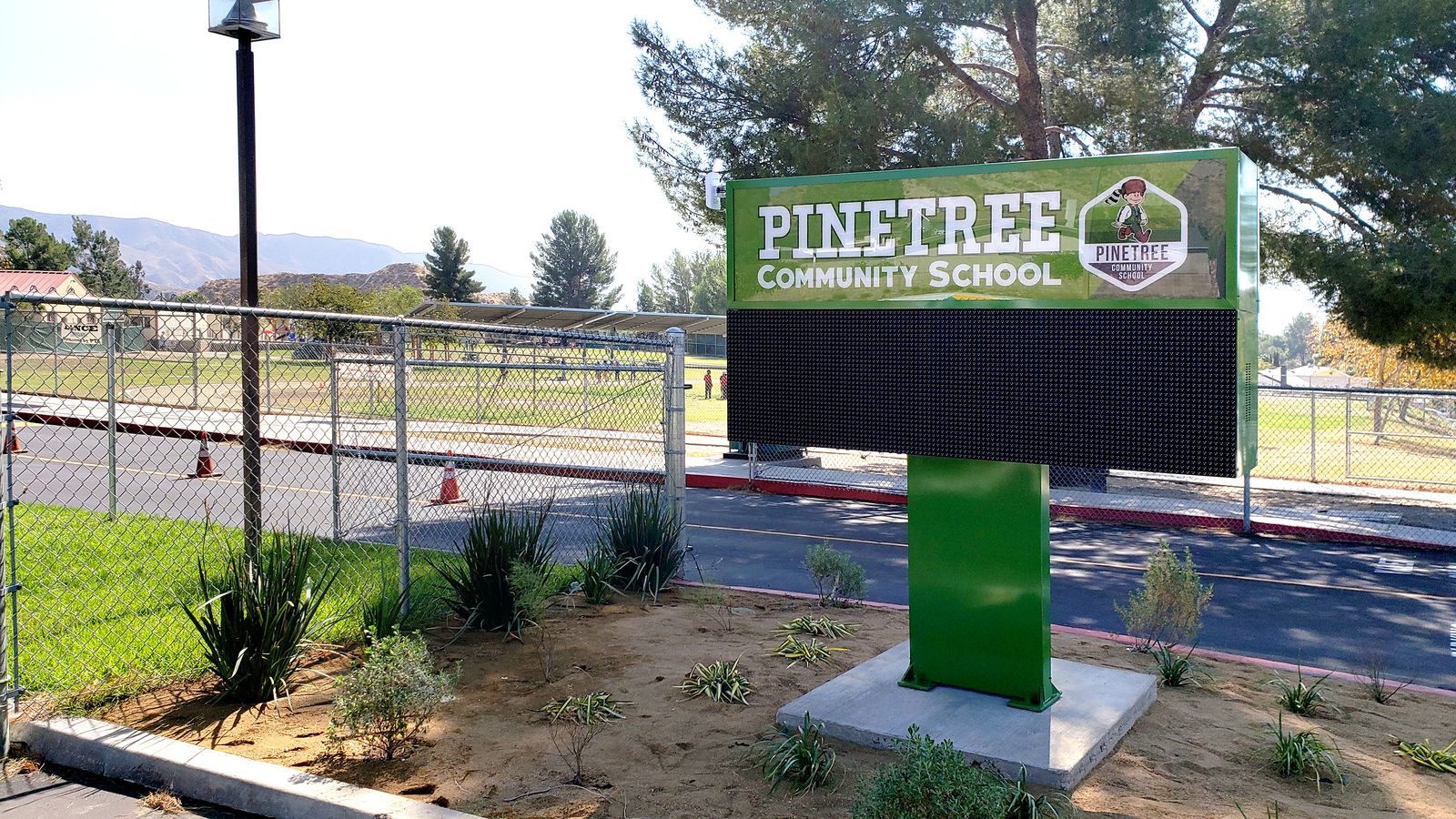 pinetree community school freestanding sign
