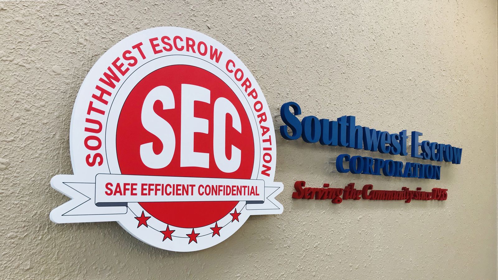 southwest escrow corporation pin mounted letters