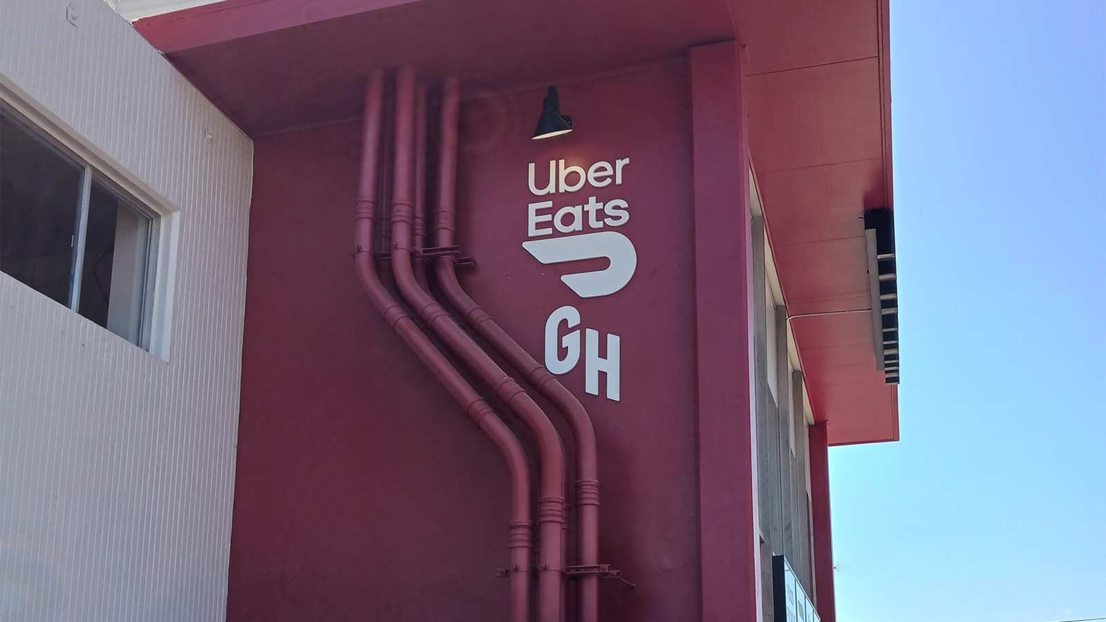 City Storage Systems for Uber Eats PVC sign on the building