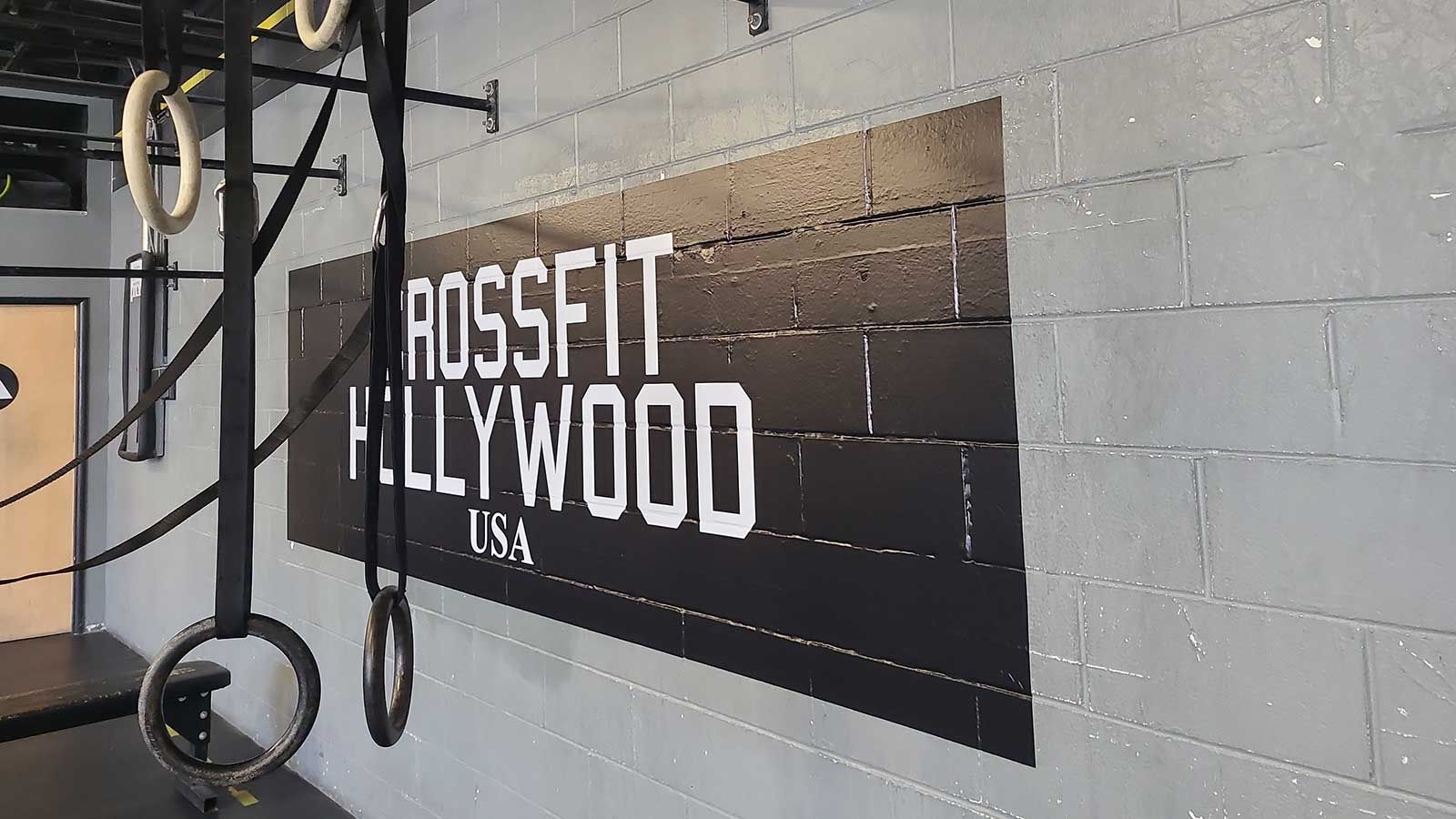 Crossfit Hollywood wall decal applied indoors