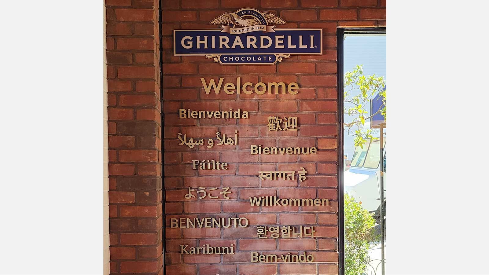 Ghirardelli Chocolate Company acrylic signs on the wall