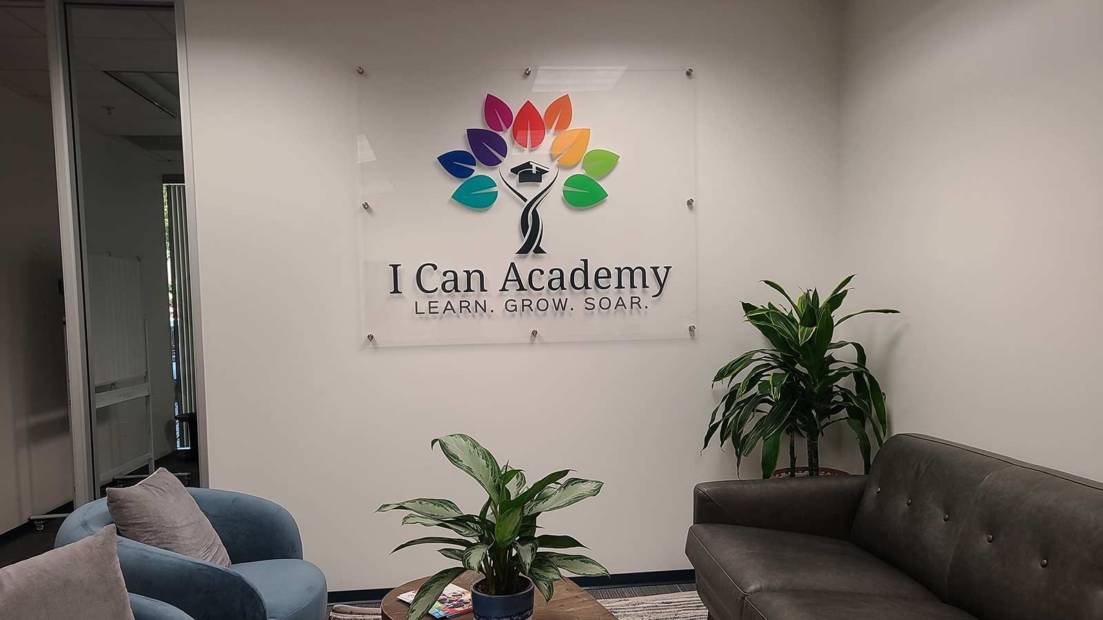 I Can Academy interior sign mounted on the wall