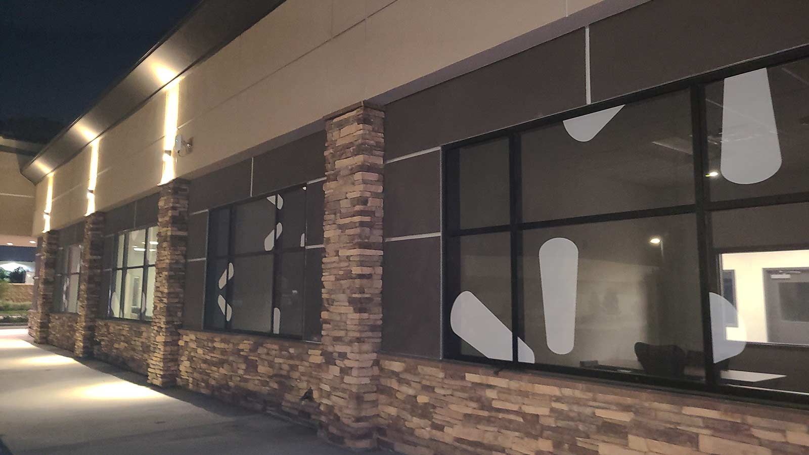 Walmart window decals applied to the exterior glass
