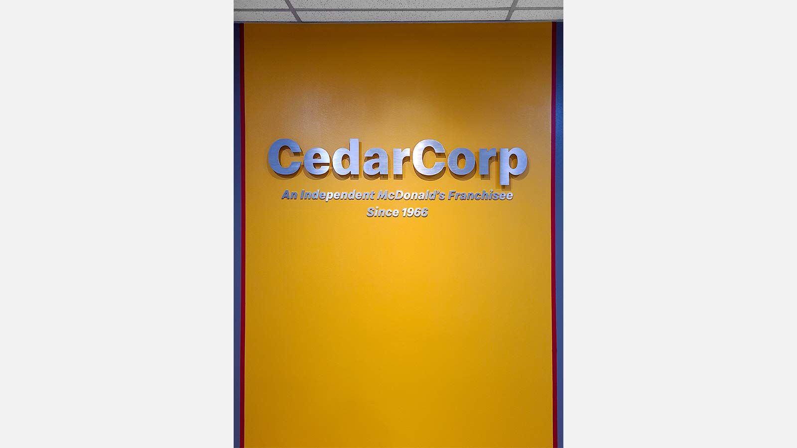 cedar corp brushed aluminum 3d sign