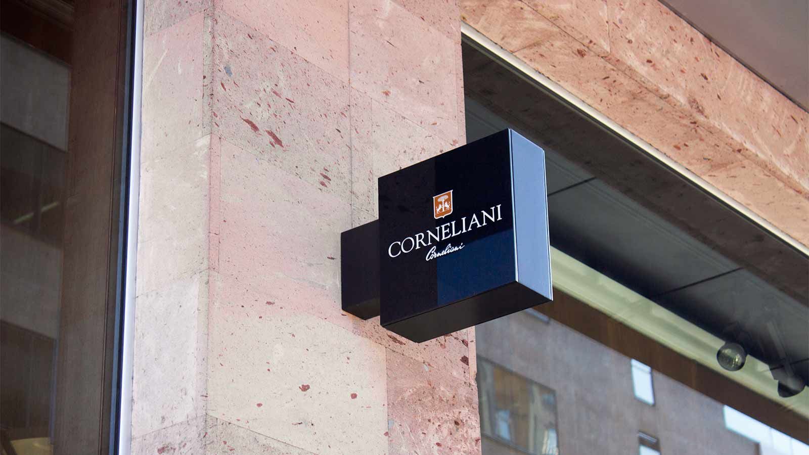 corneliani black acrylic lightbox sign