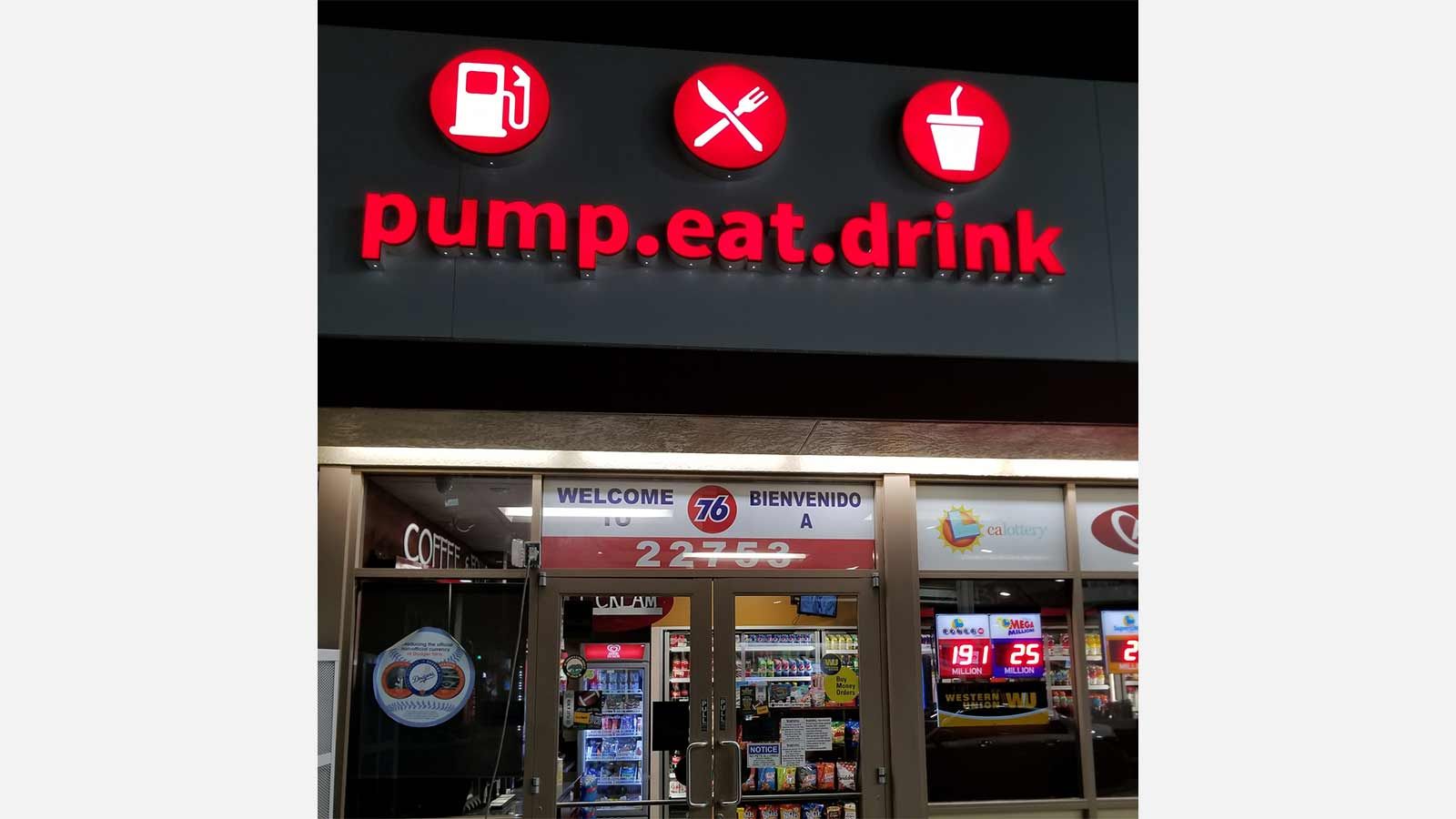 pump eat drink channel letters