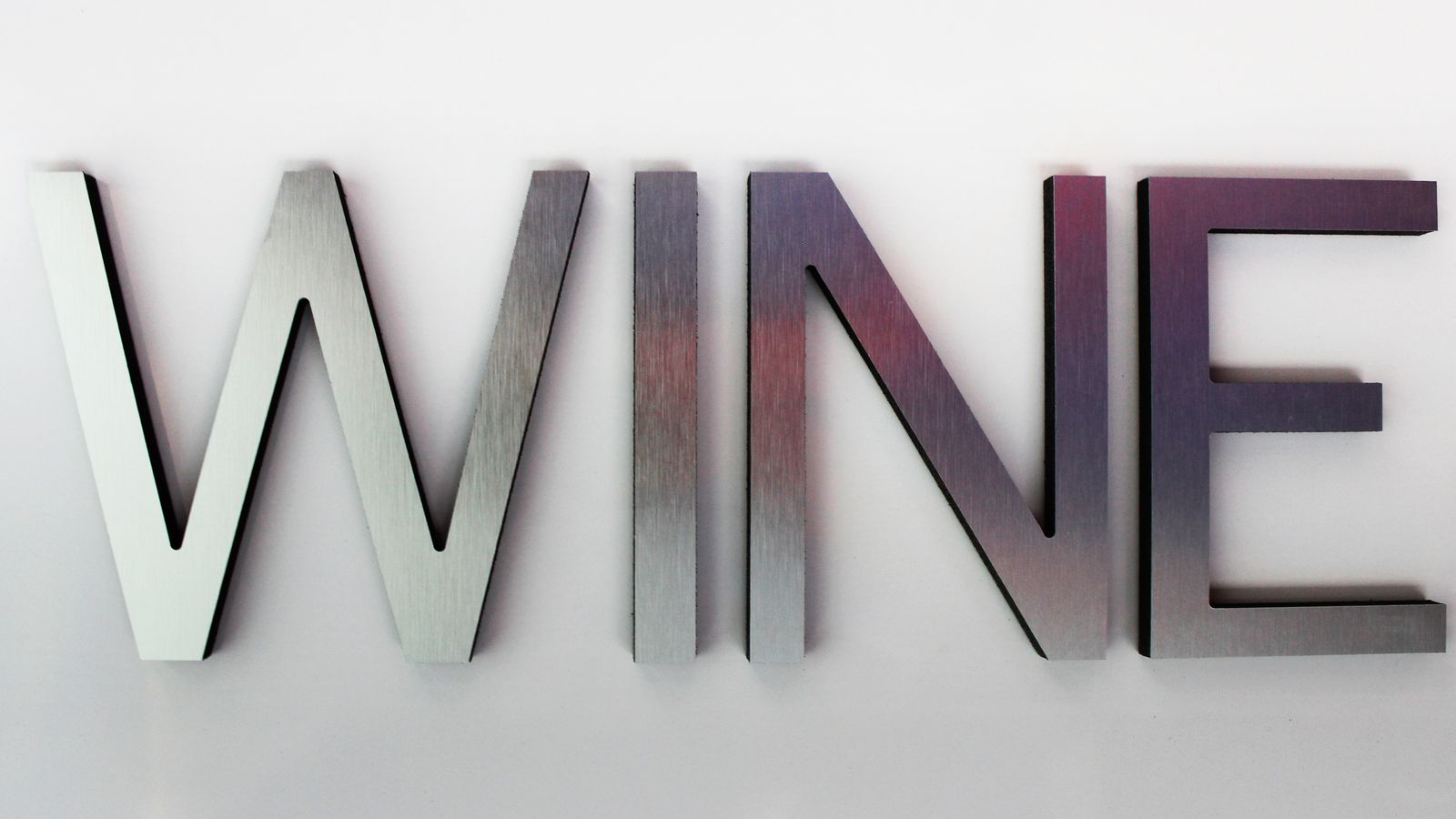 wine word display aluminum dimensional letters