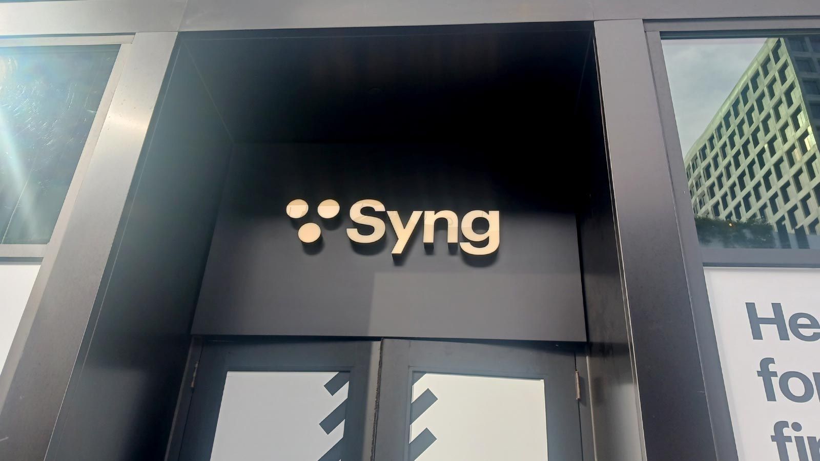 Syng channel letters installed at the entrance