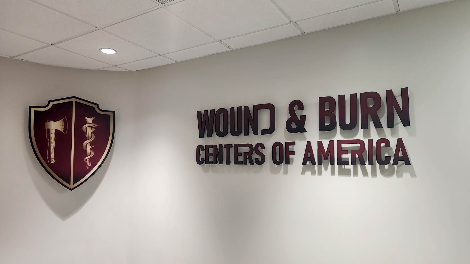 Wound and Burn Centers of America interior signs on walls