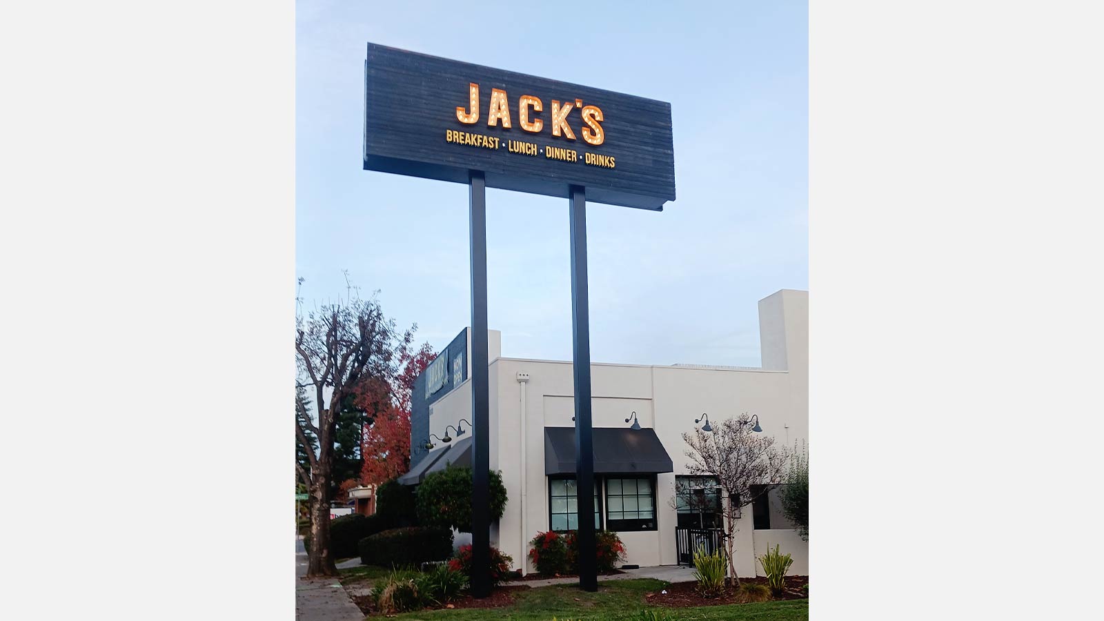 Jack's Restaurant and Bar pylon sign set up outdoors