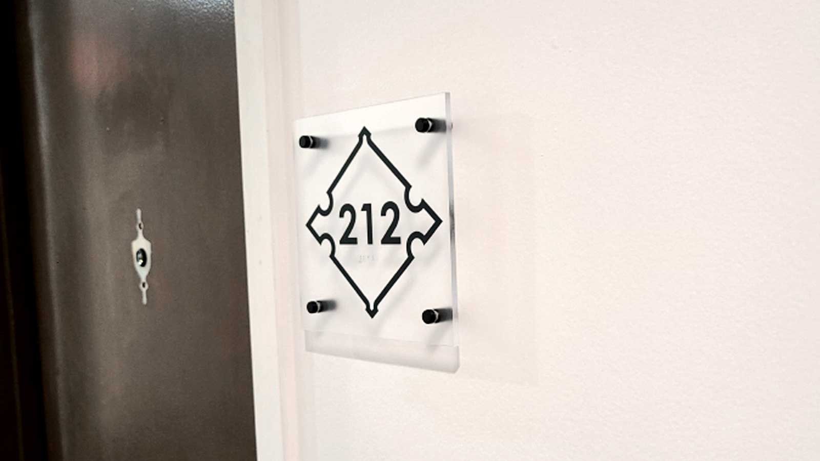 212 acrylic plaque for interior wayfinding