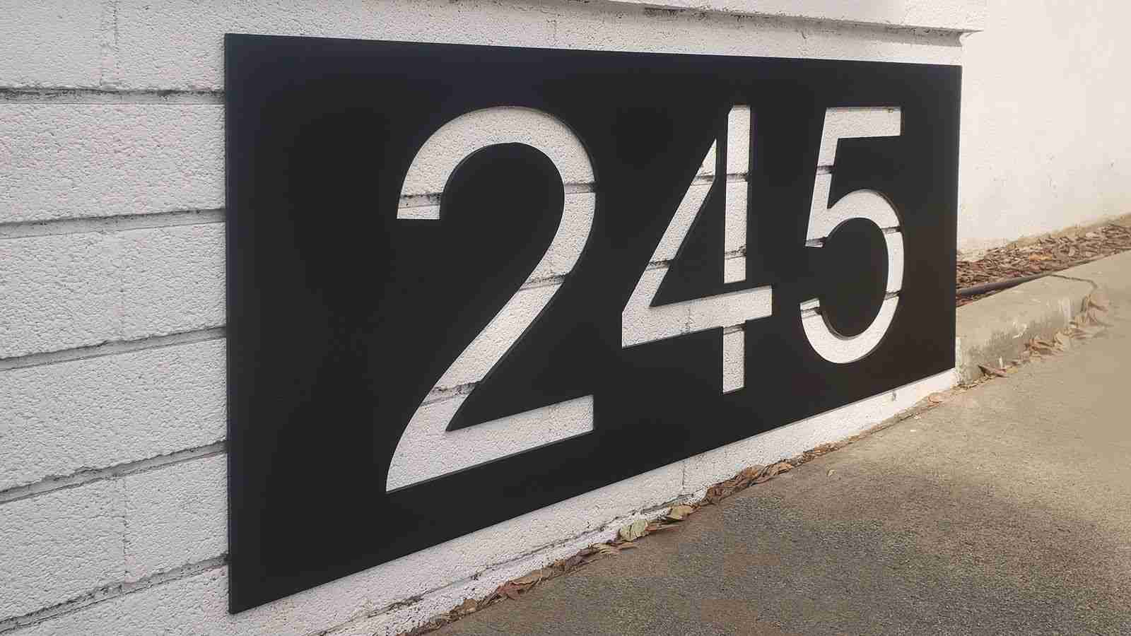 245 address cutout aluminum sign