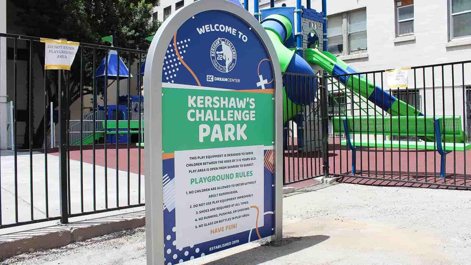 kershaws challenge park aluminum yard sign